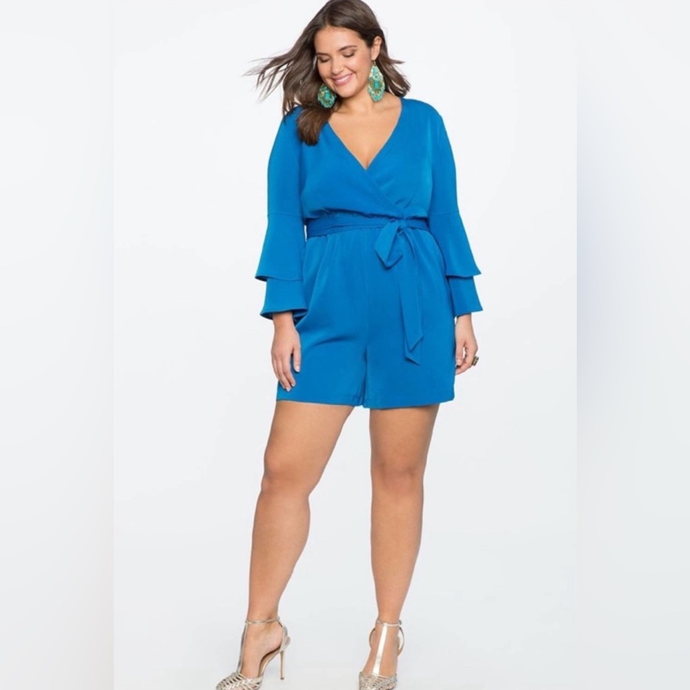 Double flounce sleeve romper